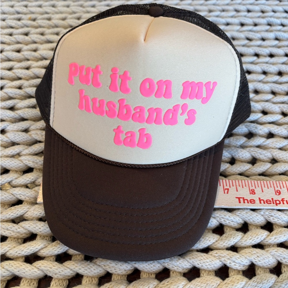 Custom 3D Puff Brown, Tan, Hot Pink, Trucker Foam Hat Put it on my husband’s tab